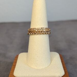 Gold Stackable Women's Ring Set - Elegant Twisted & Beaded Bands
